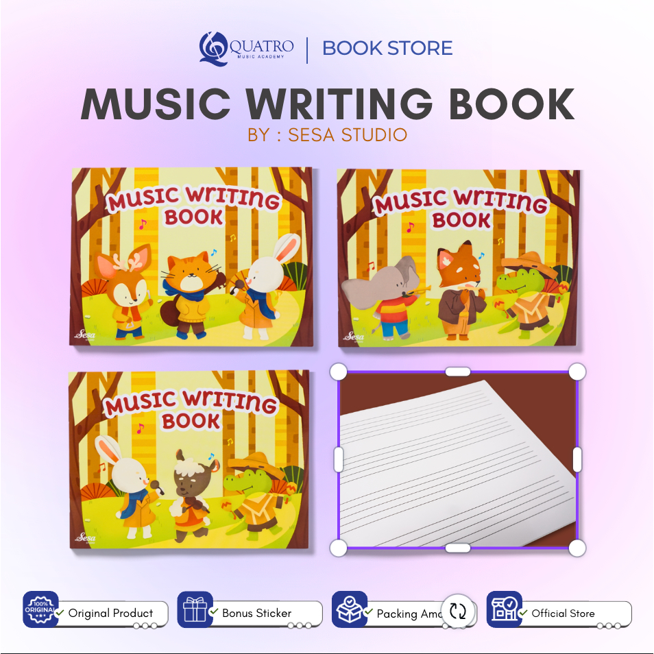 

Buku Garis Lima Anak dengan Award Stiker, Manuscript, Menulis Not Balok Cute Stickers