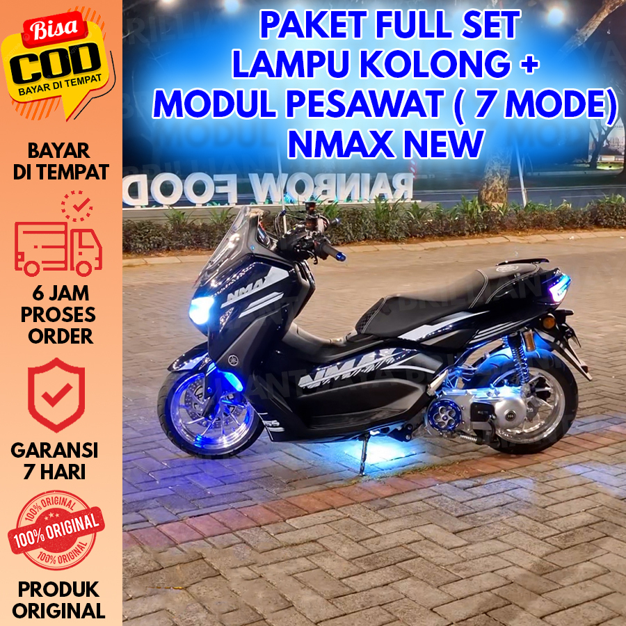 FULL SET LAMPU KOLONG LED NMAX NEW + MODUL BLITZ PESAWAT BONUS STIKER HOLOGRAM 2 LAMPU KOLONG + KABE