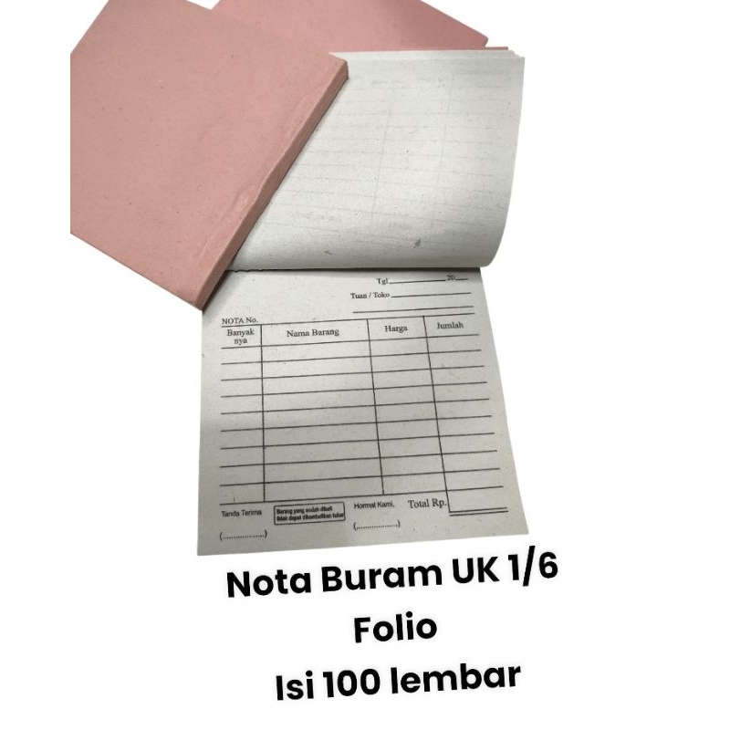 

NOTA BURAM UK 1/6 FOLIO POSISI BERDIRI ISI 100 LEMBAR
