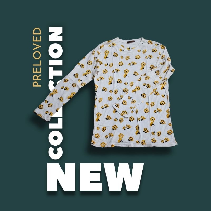 BAJU KAOS WANITA LENGAN PANJANG MOTIF BUNGA PRELOVED