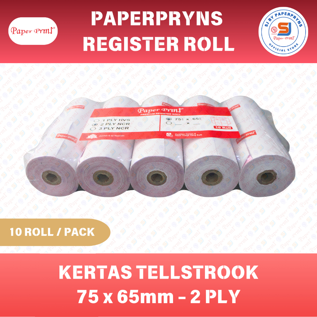 

PAPERPRYNS Kertas Telstrook Register Roll 75 x 65mm - 2 PLY NCR - 1 PACK (ISI 10 ROLL)