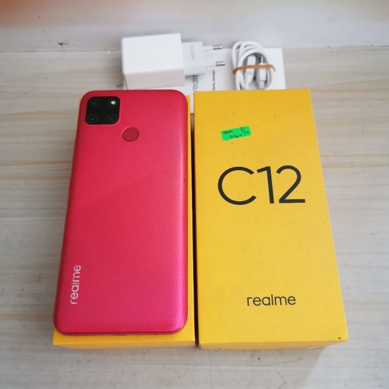 Realme C12 ram 3GB 32GB Merah Bekas - Fullset Garansi Resmi - second