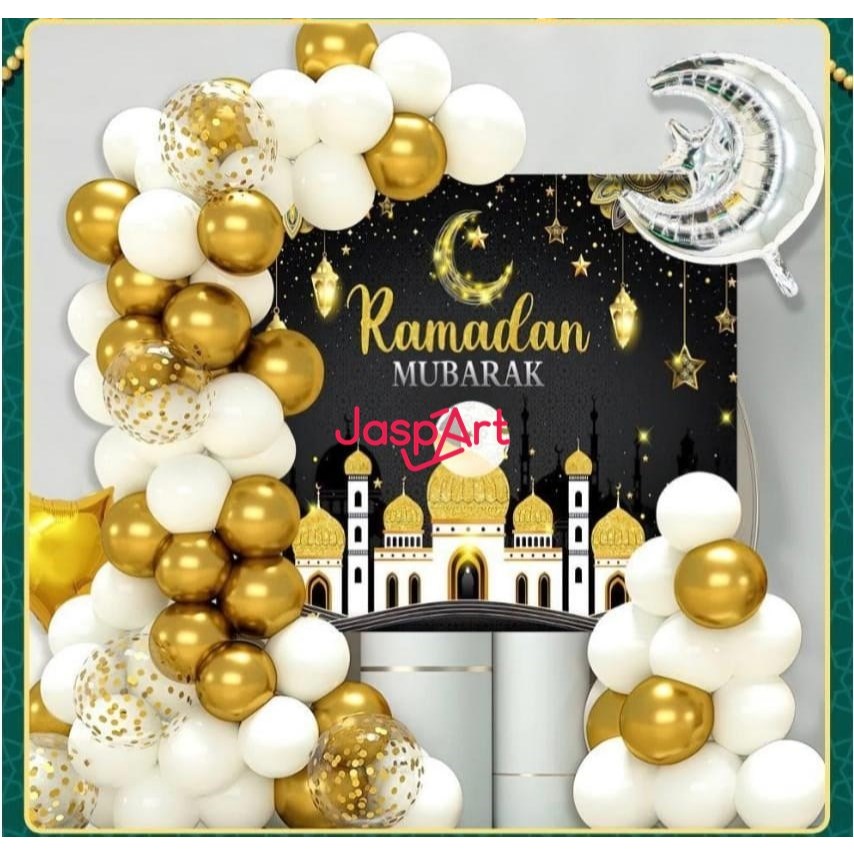 PAKET BALON IDUL FITRI + BACKDROP SET BALON LEBARAN IDUL FITRI EID MUBARAK 2025