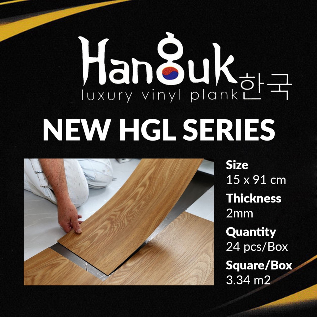 Lantai Vinyl Flooring 2mm | 1 Box isi 24 Plank (3.34 m2) | Hanguk Vinyl Flooring