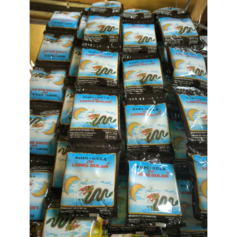 

1 Pak Kopi Cap Liong bulan ( kopi + gula) isi 2 Renceng x 10 sachet x 28 Gram