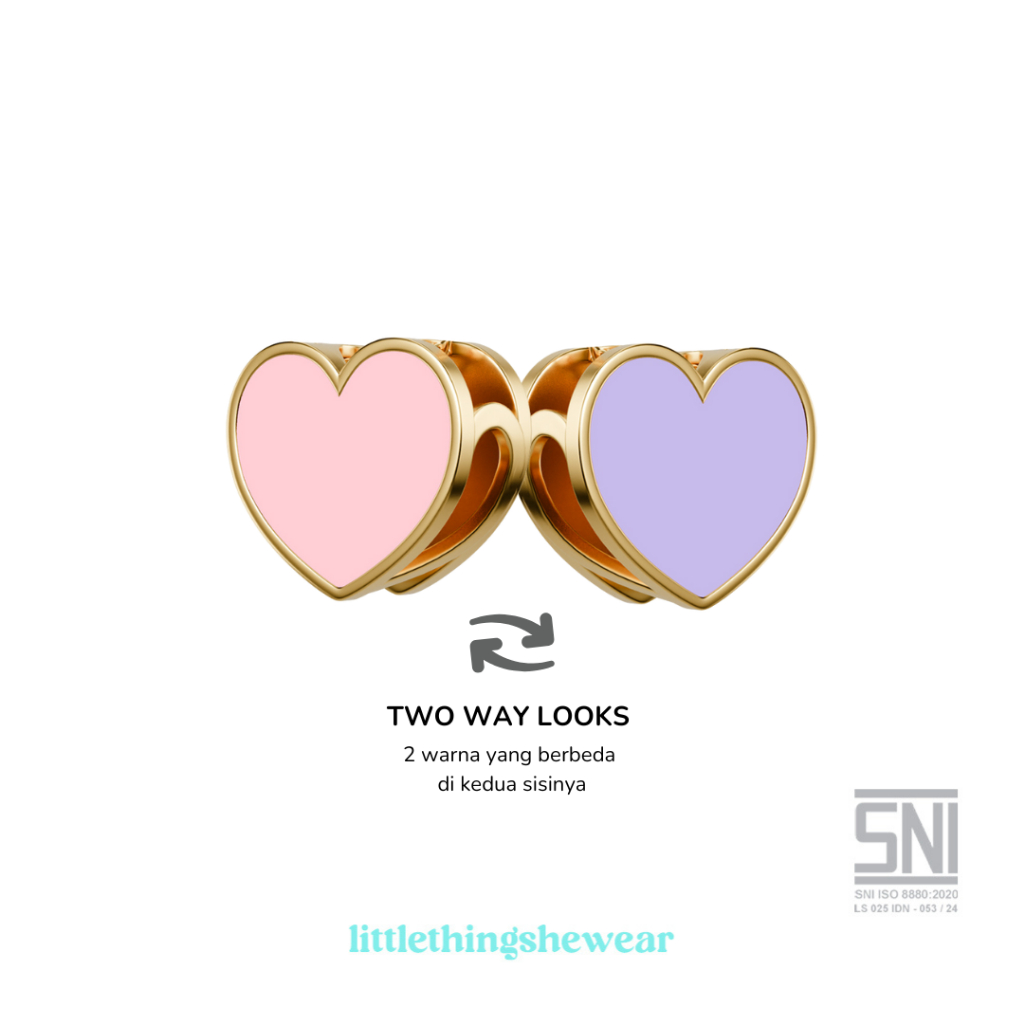 Littlethingshewear - Liontin Emas Anak Carys Love Pink/Lilac - Liontin kalung saja tanpa rantai