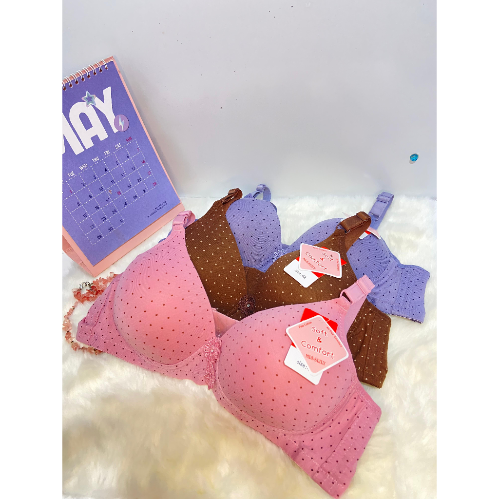 MISSLILY 805 (1 PCS) BRA WANITA TANPA KAWAT MISSLILY SUPER SOFT MOTIF POLKADOT - MISSLILY 805