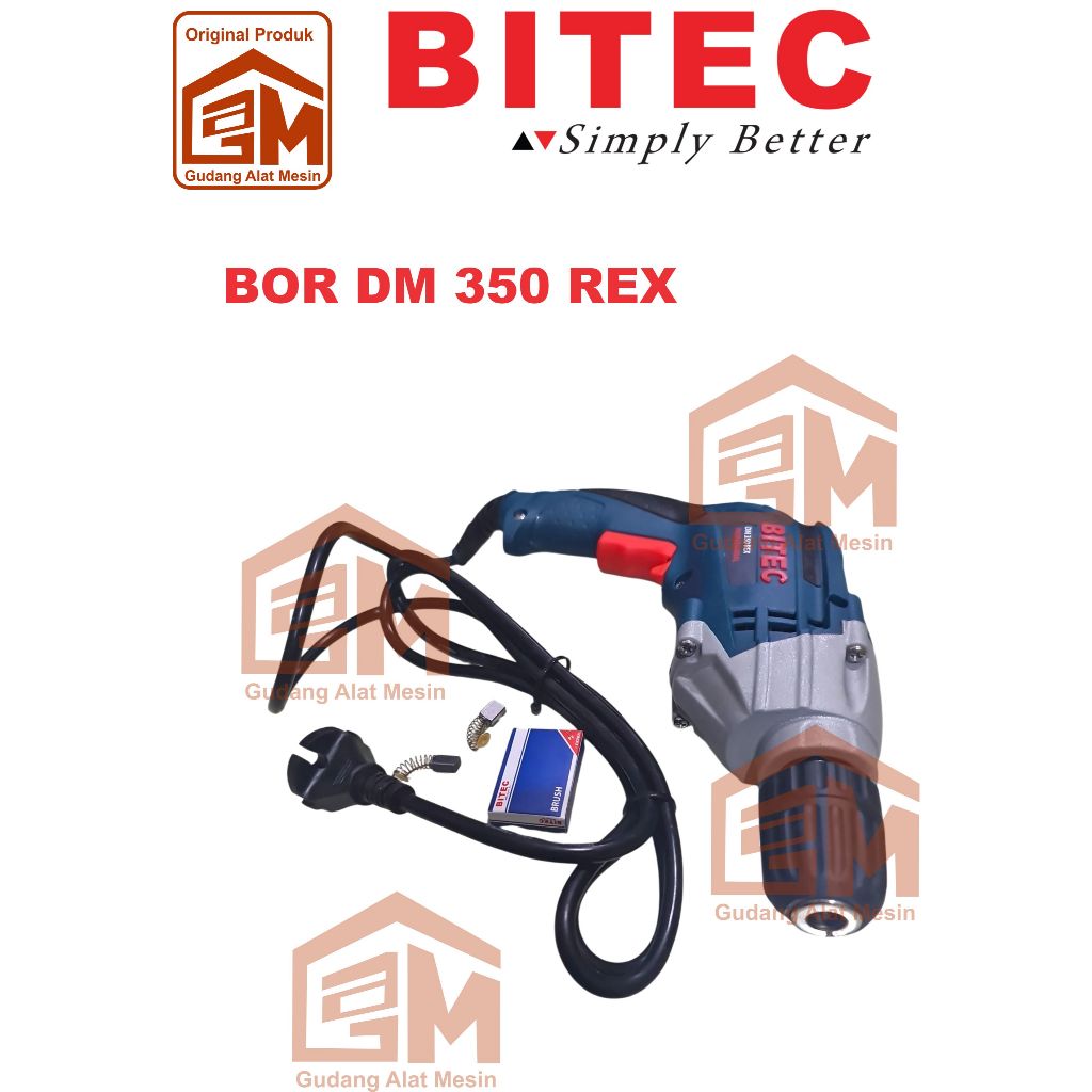 MESIN BOR TANGAN 10 MM BITEC DM 350 REX, DRILL BITEC DM 350 REX