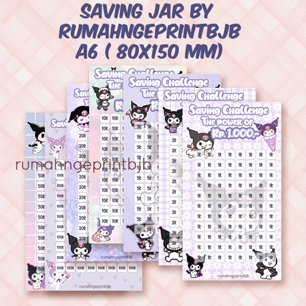 

KUROMI SAVING JAR A6 6 LUBANG MENABUNG ASIK SAVING CHALLENGE