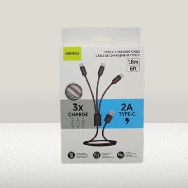 MINISO TYPE C CHARGING CABLE 3IN1 KABEL DATA CHARGER