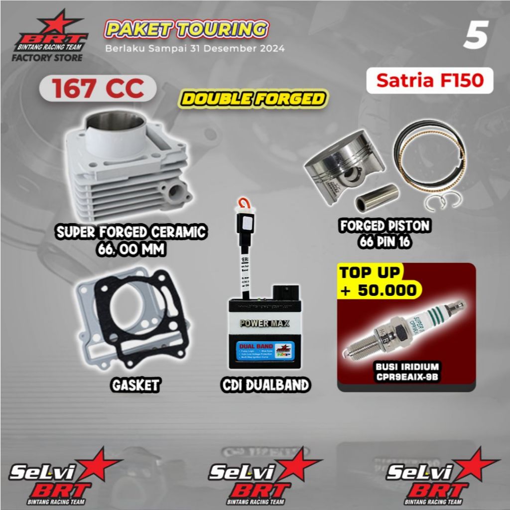 PAKET TOURING BOREUP BRT BLOK CERAMIC KERAMIK SET PISTON CDI POWERMAX SATRIA FU KARBU F 150 BORE UP