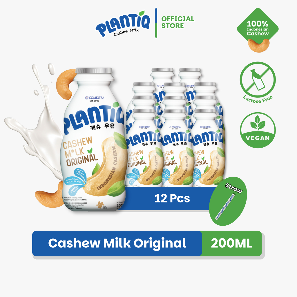 

[12 PCS ] PLANTIQ Cashew Milk Original 200ml - Susu Kacang Mede Rasa Original- Non Dairy Milk Lactose Free