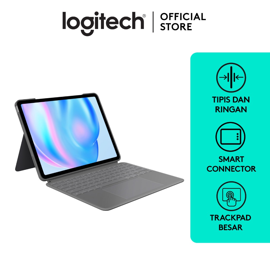 Logitech Combo Touch Keyboard Case untuk iPad Air 11 inch (M2 & M3) dan iPad Air (5th gen)