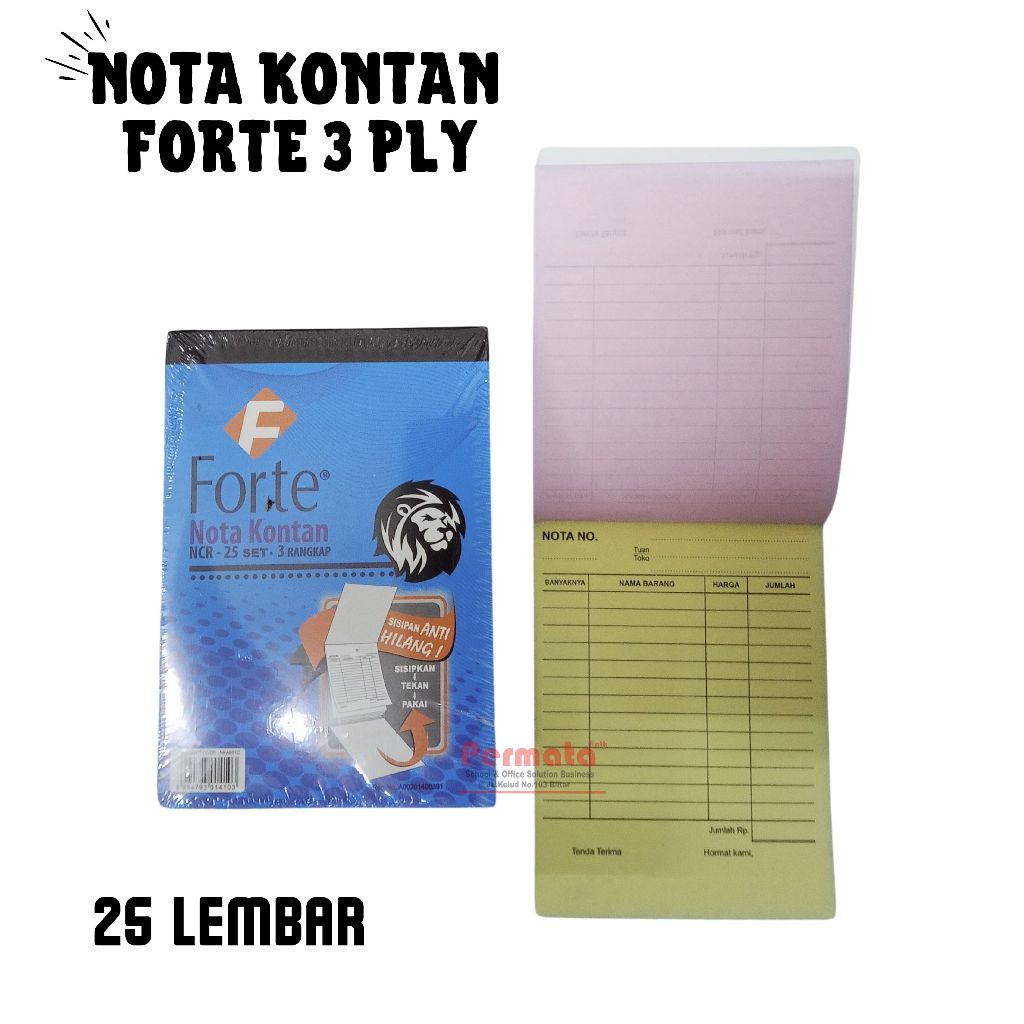 

(PERPCS) Nota Kontan FORTE 3 Ply Kecil Nota Kontan 3 Rangkap Kertas Ncr