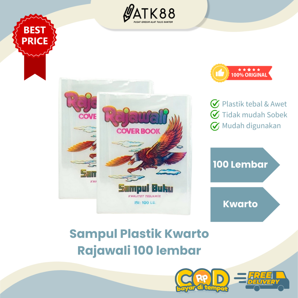 

[ATK88] 1 PAK Sampul Buku Tulis Kwarto Plastik Rajawali Bening 100 Lembar