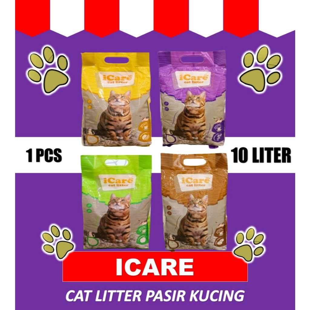 Pasir Kucing 10 Liter - Pasir Kucing icare 10l Gumpal Wangi - pasir kucing gumpal 10 liter- pasir ku