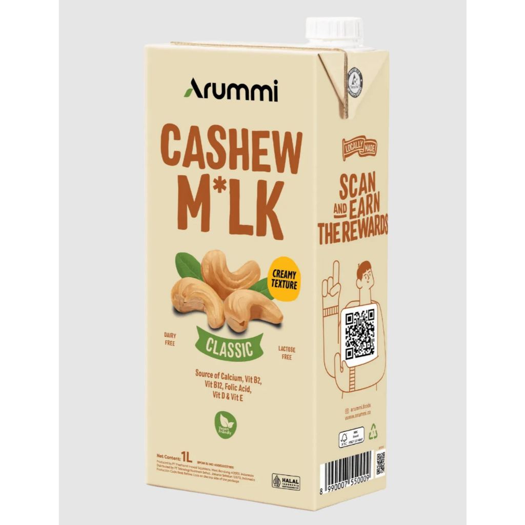 

Susu Premium Arummi Cashew Drink 1 Liter - Minuman Susu Kacang Mede - Honey, Milk