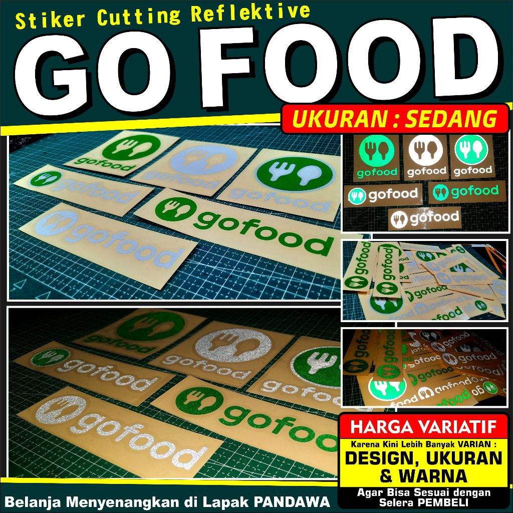 Stiker Cutting Reflektive : " GO FOOD " Ukuran SEDANG