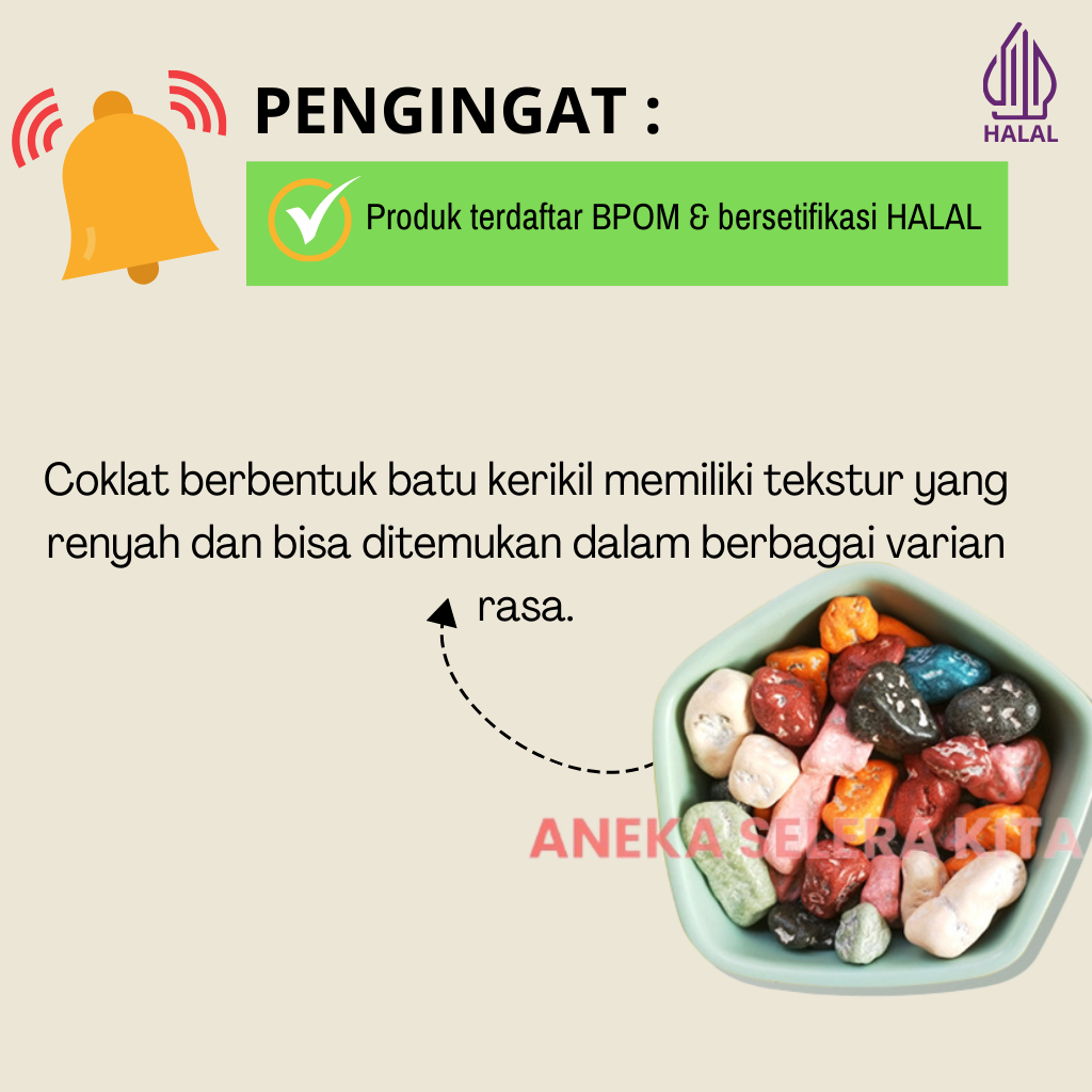 

MR.SIF Stone Chocolate / Coklat Krikil Berbentuk Batu Kerikil Dengan Aneka Kemasan - Halal