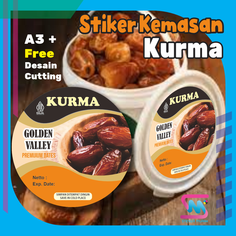 

Stiker Murah Bandung - Cetak Print Cuting Sticker Label Kemasan Kurma Custom Free Desain Tambah Nama