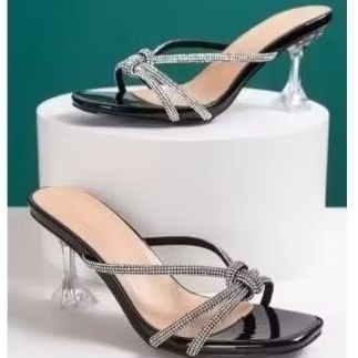 Sandal wanita ZARA kekinian hak kaca 7cm setiletto JL JUL