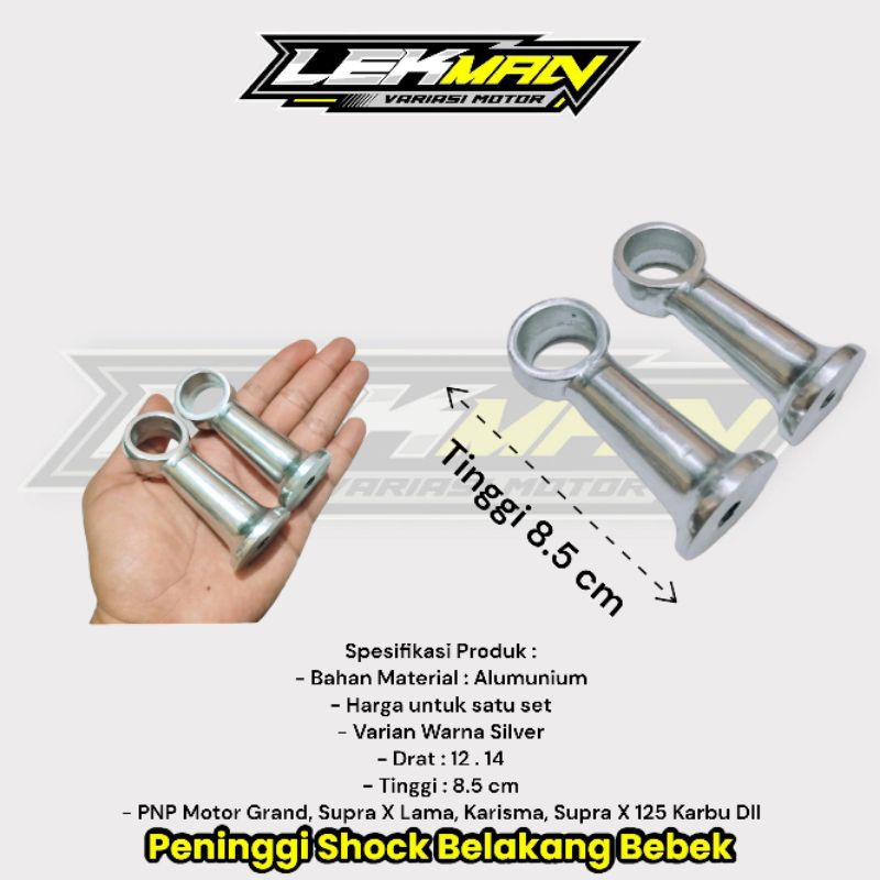 Peninggi Shock Belakang Bebek Tinggi 8.5 cm Drat 12 Satu Set