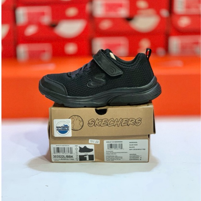 size 32 SEPATU ANAK SKECHERS KIDS WAVY LITES ORIGINAL SPORT STATION (303522L/BBK)