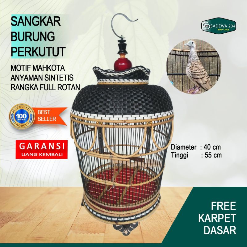 Sangkar burung perkutut full rotan tebok lepas