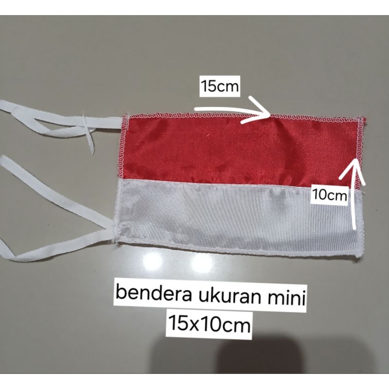 Bendera merah putih ukuran kecil 15x10 cm bahan kain satin