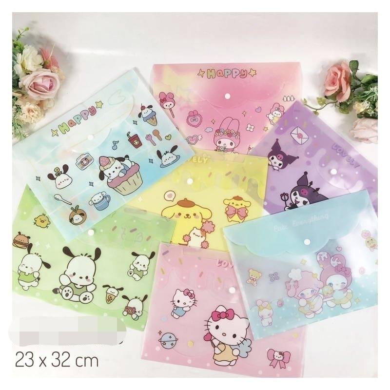 

MAP FILE A4 /MAP PLASTIK / FOLDER ORGANIZER /MAP KANCING tutup GELOMBANG SANRIO ATK ALAT TULIS SEKOLAH KANTOR