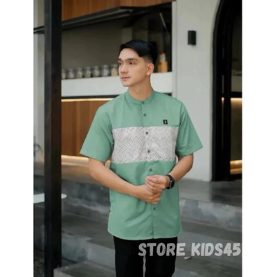 Baju Koko Pria Dewasa Warna Sage Atasan Koko Kurta Kautsar