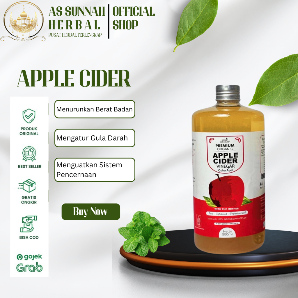 

CUKA APEL ORIGINAL ORGANIK 500 ML /APPLE CIDER VINEGAR WITH MOTHER/CUKA SARI APEL