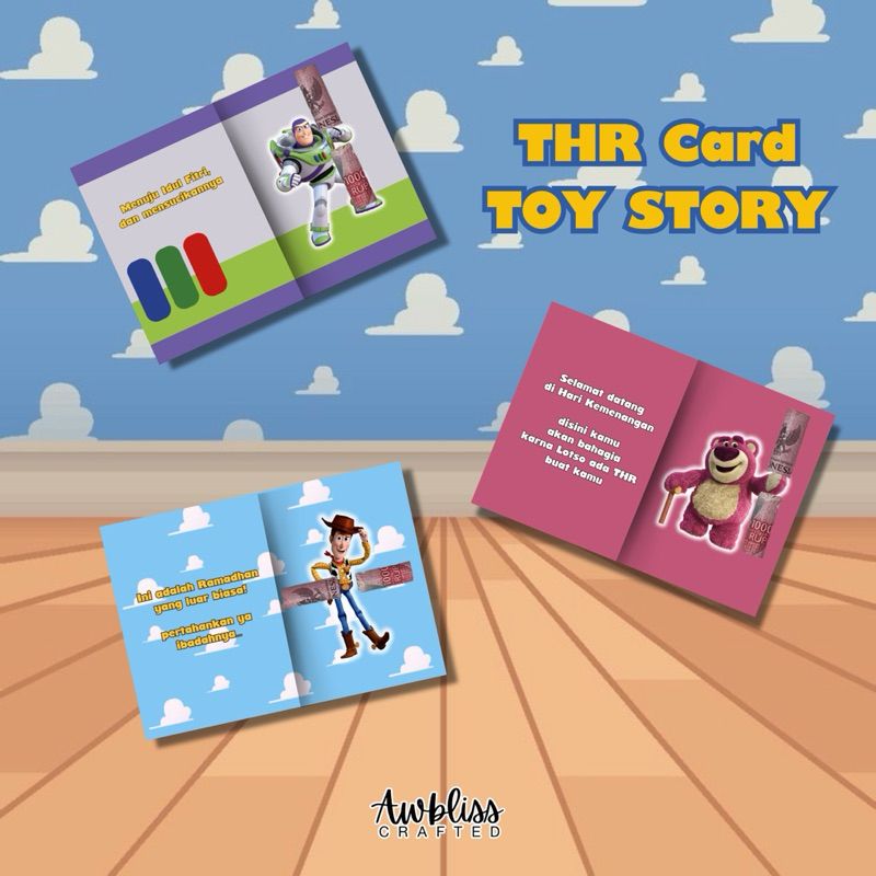 

(PAKET 50 Pcs) Kartu Amplop THR Lebaran Idul Fitri Toy Story Woody Lotso Buzz Lightyear unik kreatif lucu
