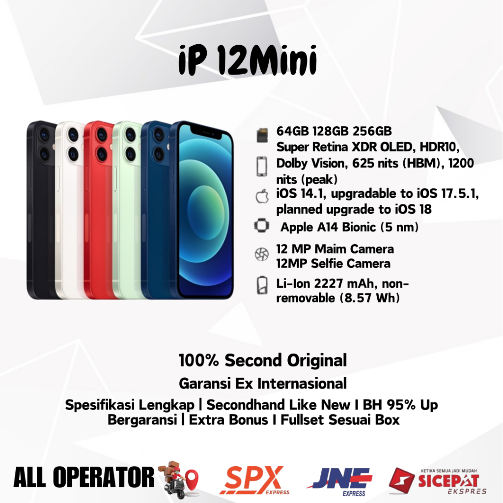 iPhone 12Mini 128GB 256GB 512GB Second BEKAS ORIGINAL 100% MULUS NORMAL FULLSET