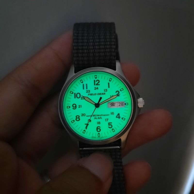 RARE  Alba Field Gear V743-8000 Full Lume Dial Divers 200m / 20 Bar Military adiknya Seiko