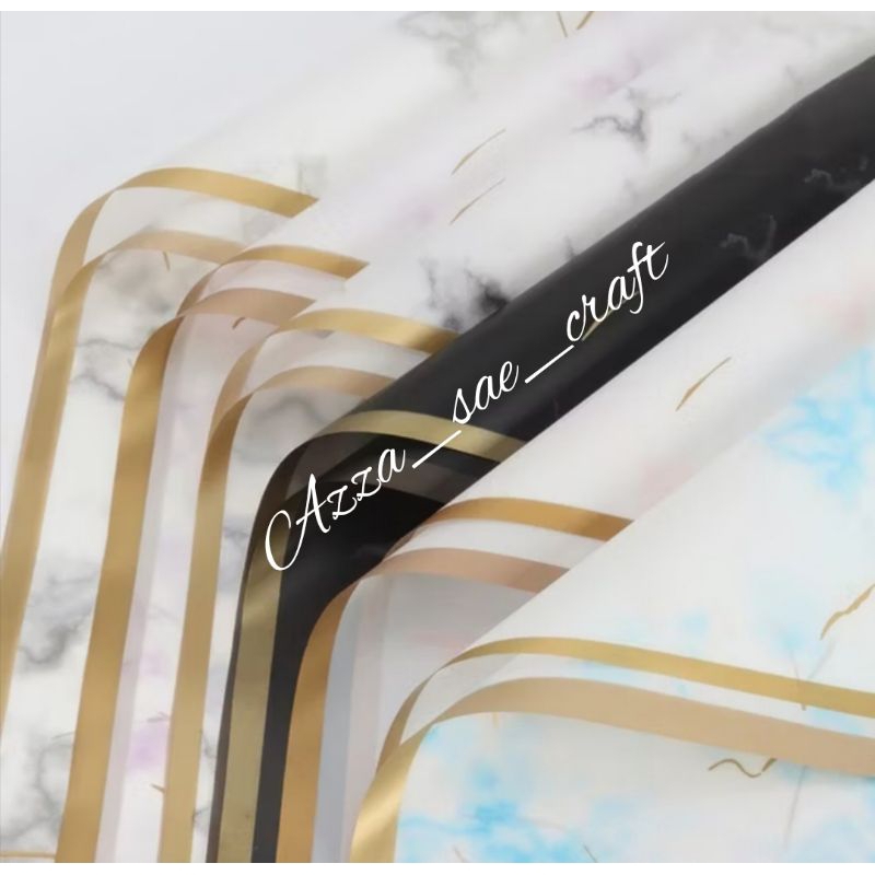 

FREE PACKING 1 LEMBAR Kertas Bungkus Buket Bunga Flower Wrapping Paper Flower Wrapping GOLD BORDER MARBLE CELLOPHANE