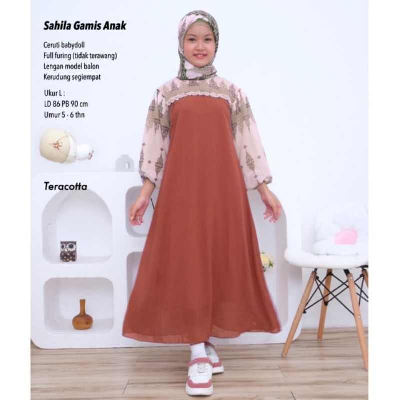 SAHILA DRESS ANAK CERUTI BABYDOLL FREE HIJAB