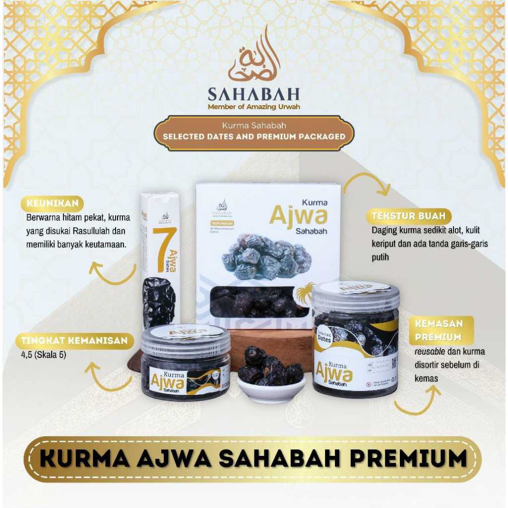 

Kurma Ajwa Sahabah Premium Jumbo Original Kurma Nabi Asli Ajwa Madinah