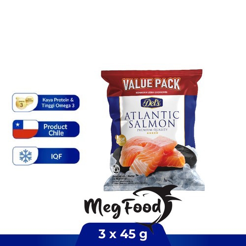 

Del's Frozen Atlantic Salmon Fillet / Portion - 3 x 45 Gr