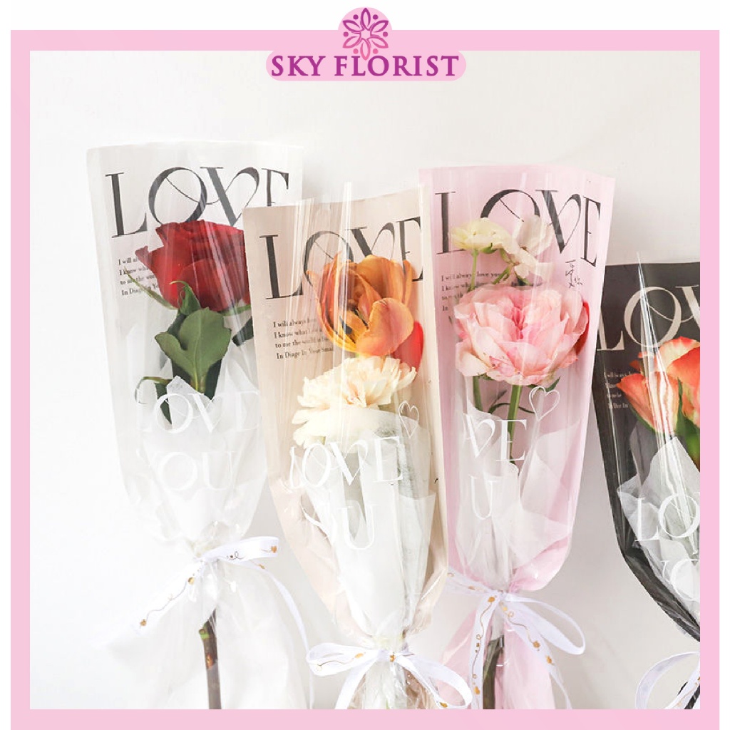 

Plastik Bunga Mawar 1 Tangkai Ecer per Lembar Wrapping Plastik untuk Mini Buket Rose SF04