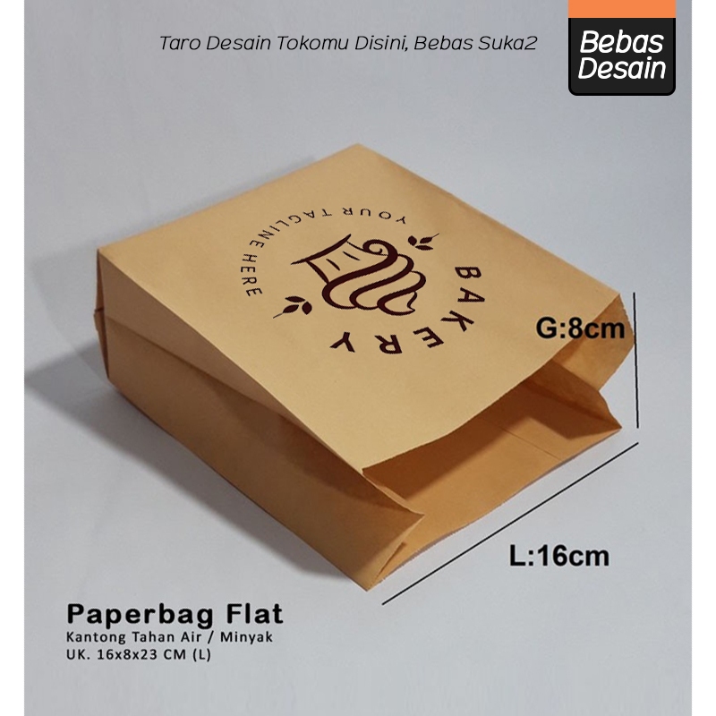 

(CUSTOME+) Kantong Kertas Coklat Tahan Air dan Minyak 16x8x23 (L) Food Packaging Makanan Bungkus Kebab Kue Roti