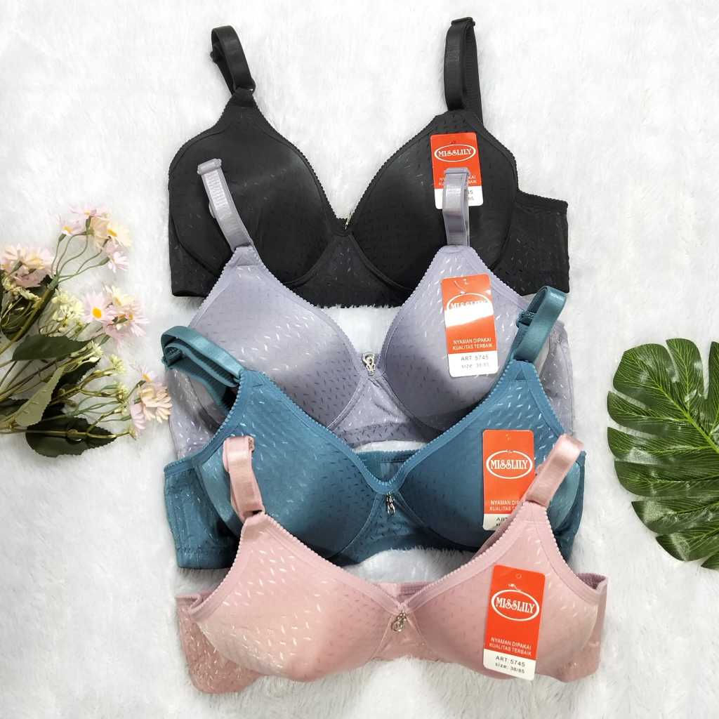 MISSLILY 5745 - (1 PCS) BRA WANITA MISSLILY TANPA KAWAT SUPER SOFT / BH MOTIF KETUPAT - MISSLILY 574