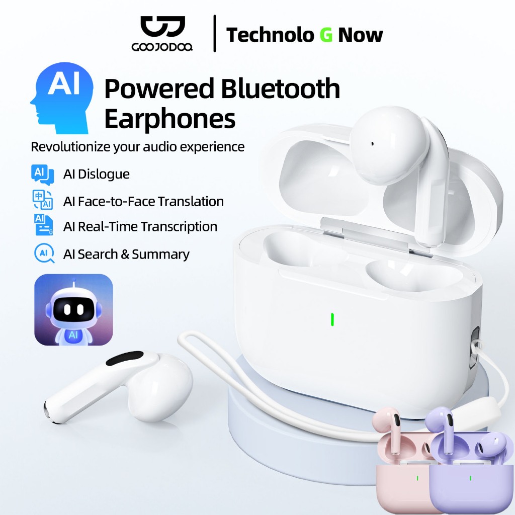 Goojodoq Advanced AI Translation TWS Wireless Bluetooth Earphones 5.3 Support 36 Languages Translati
