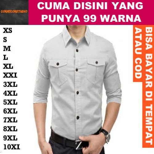 99 WARNA 10XL 9XL 8XL 7XL 6XL 5XL 4XL 3XL XXL XL L M S XS Long Shirt Basic Plain Hem Pria Kemeja Cow