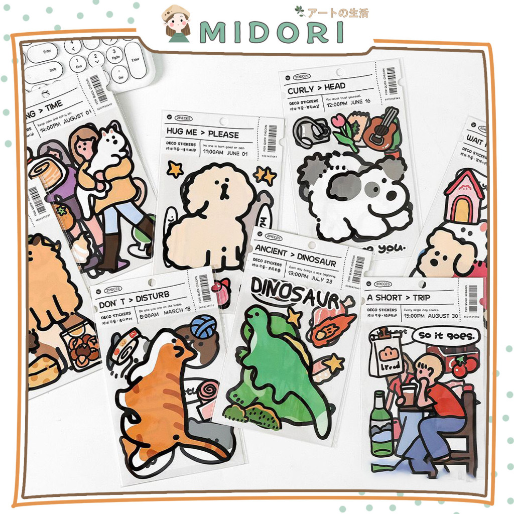 

[MIDORI] 2Pcs CARTOON STICKER AESTHETIC Trendy Sticker Planner DIY Scrapbook Stiker Dekor Jurnal - B0501