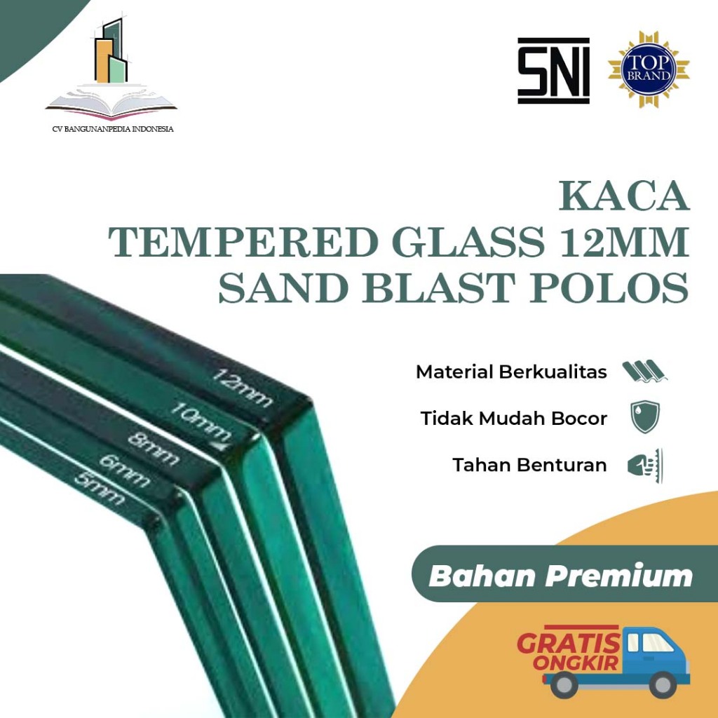 KACA TEMPERED GLASS 12MM SANDBLAST/POLOS MEDAN MURAH