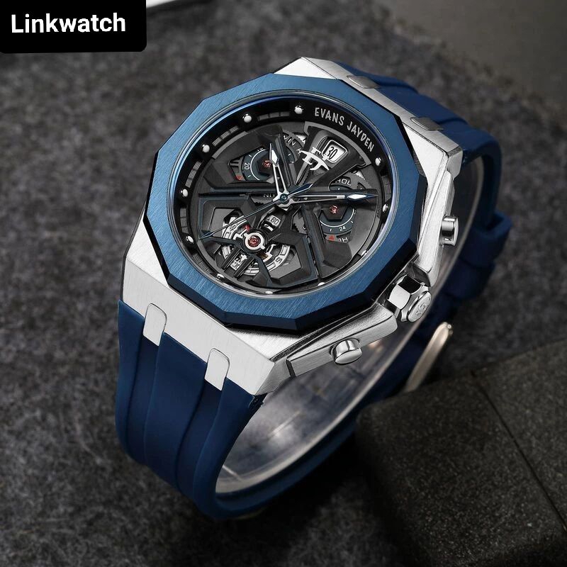 Evans Jayden EJ 9545 Jam Tangan Pria Rubber Analog Chronograph Shaphire Original Garansi