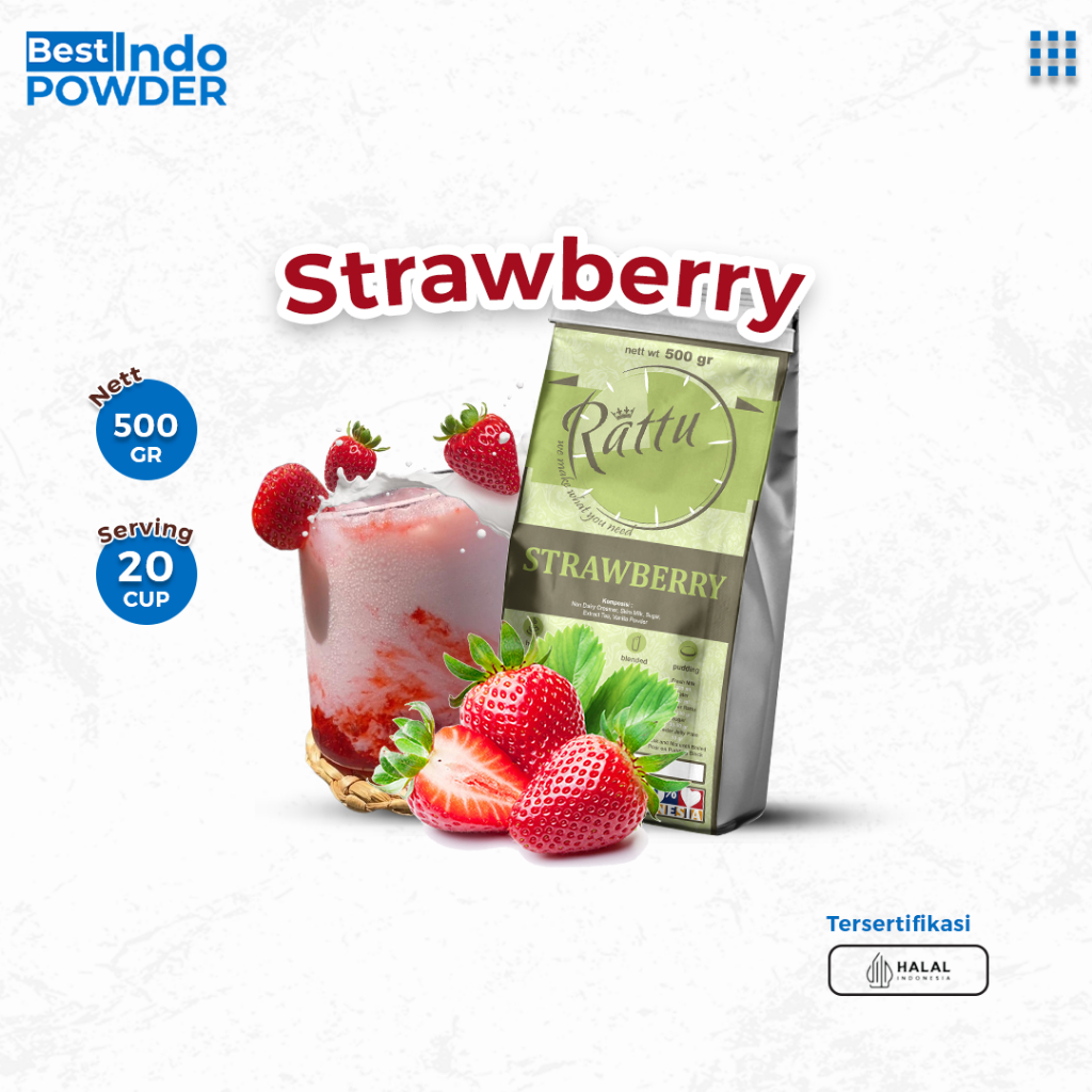 

BUBUK STRAWBERRY RATTU BEVERAGE 500gr / POWDER STRAWBERRY RATTU / BUBUK STROBERI MURAH