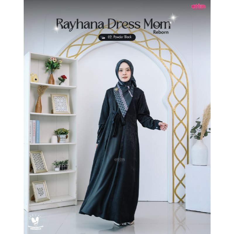 Attin Rayhana Dress Ibu Reborn Panjang Jacquard Viscose Shakila halus lembut tidak nerawang busui fr