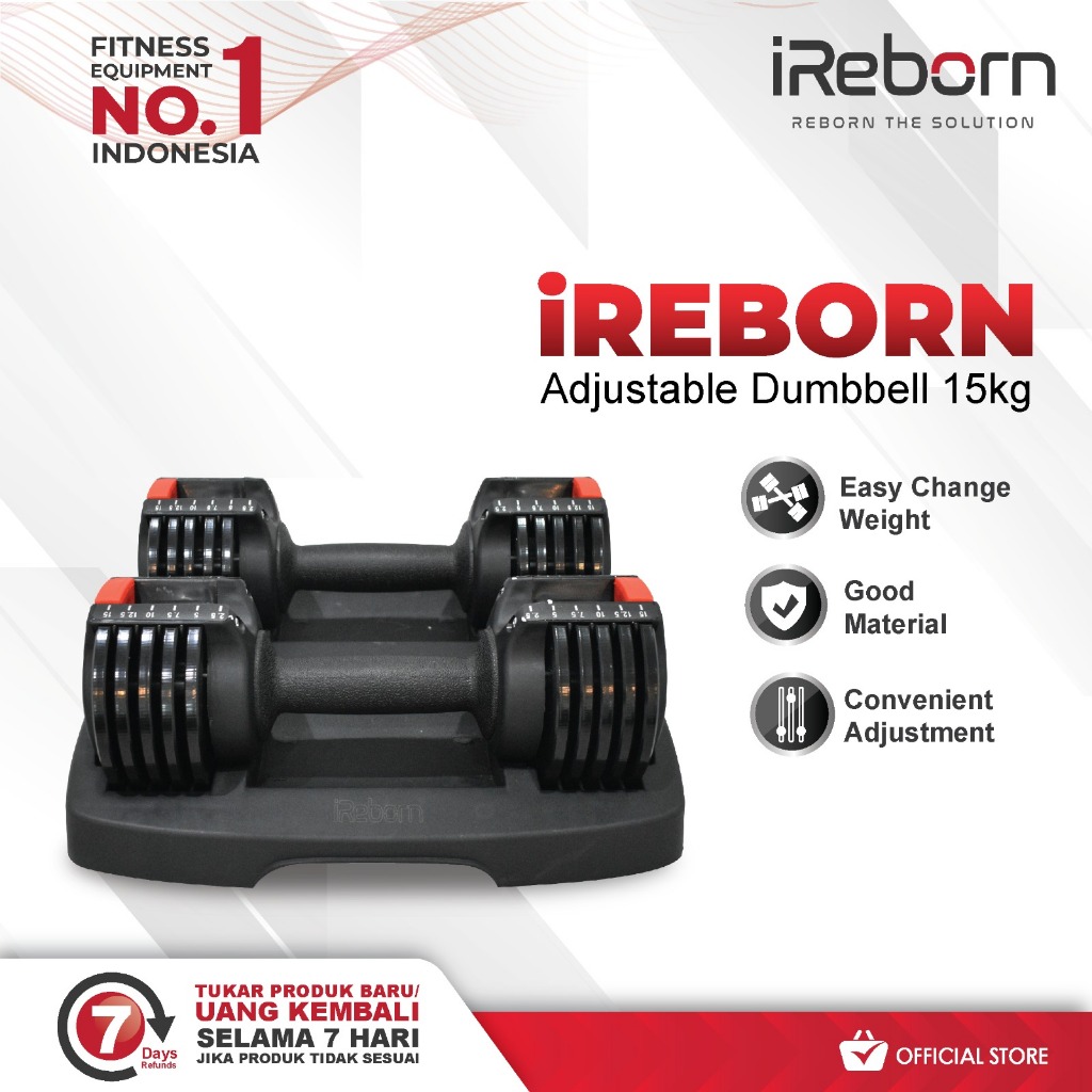 iReborn - Adjustable Dumbbell 15 KG (PAIR) (OFFICIAL STORE)